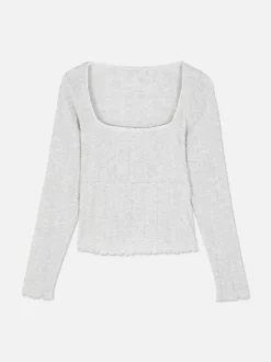 Primark Góry Od Piżamy<Ażurowa góra od piżamy z muszelkowym wykończeniem