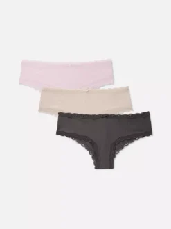 Damskie Primark Majtki Damskie<Figi biodrówki z mikrofibry z koronką, 3 pary