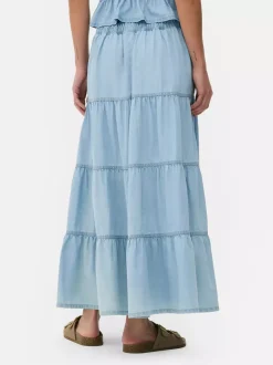 Primark Spódnice<Jeansowa warstwowa spódnica maxi