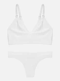 Damskie Primark Komplety Bielizny Damskiej<Komplet bezszwowej bielizny z trójkątną braletką i stringami