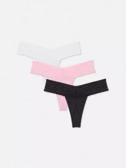 Damskie Primark Majtki Damskie<Koronkowe stringi typu bandeau, 3 pary
