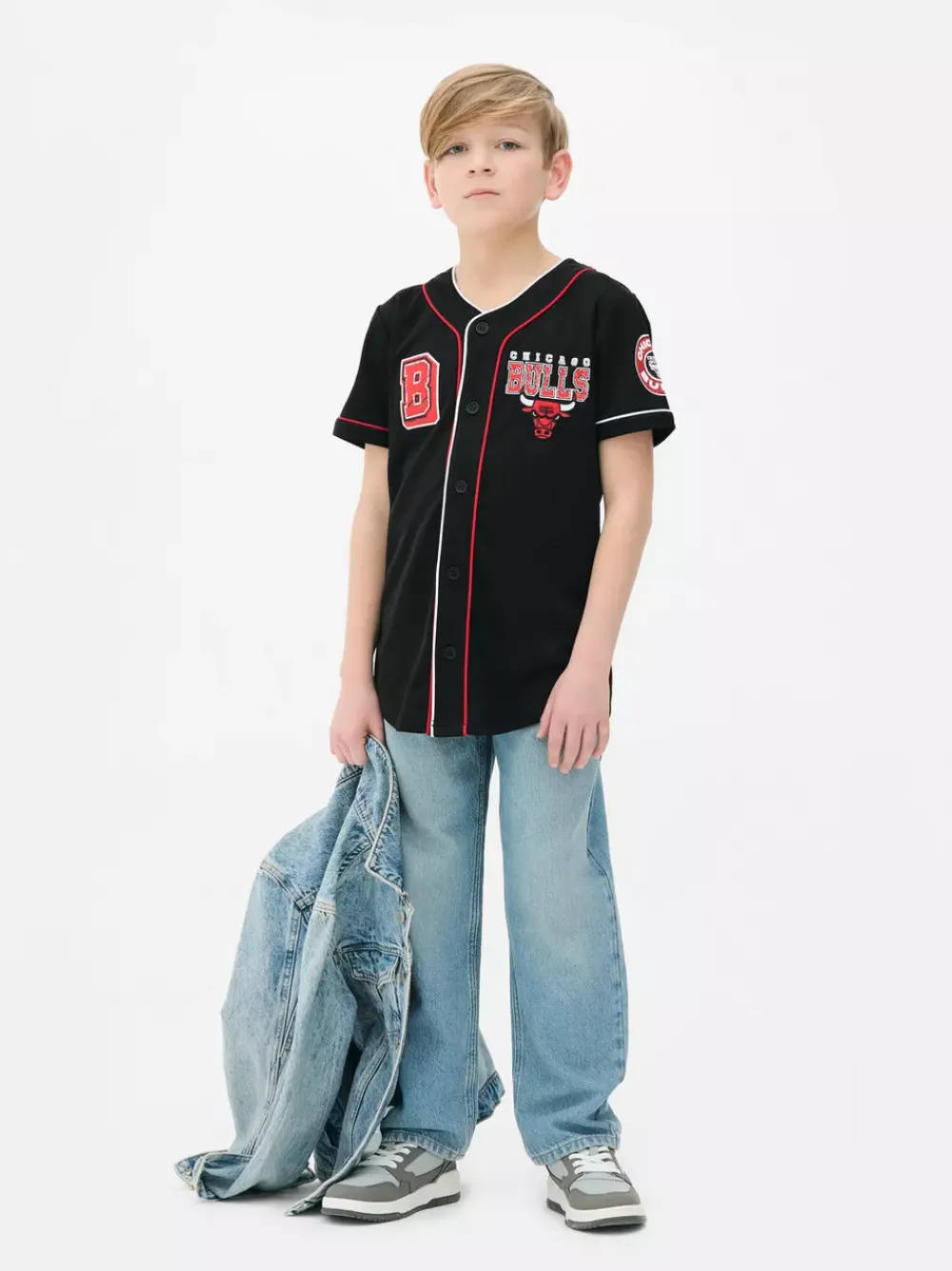 Dzieci Primark Topy I T-Shirty<Koszula bejsbolowa z motywem NBA Chicago Bulls