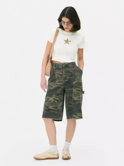 Primark Topy I T-Shirty<Krótki T-shirt z gwiazdą ze wzorem moro