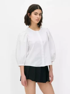 Primark Koszule I Bluzki<Popelinowa koszula z bufiastymi rękawami