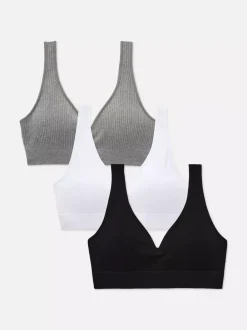 Primark Biustonosze<Prążkowane biustonosze z dekoltem w serek, 3 szt.