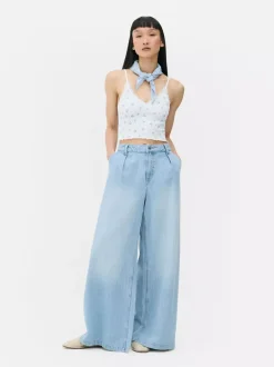 Primark Topy I T-Shirty<Prążkowany top na ramiączkach z koronką