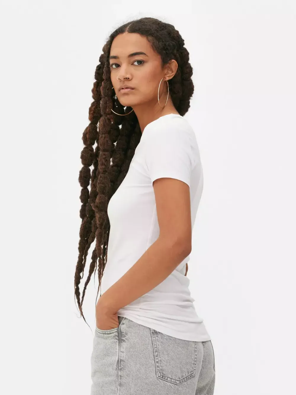 Primark Topy I T-Shirty<Rozciągliwy T-shirt z dekoltem w serek