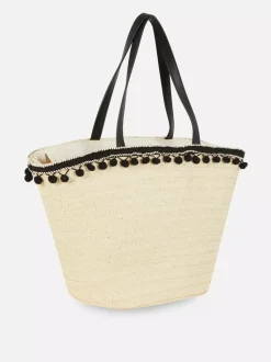 Primark Torby I Portmonetki<Słomkowa torba typu bucket z pomponikami