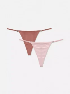 Damskie Primark Majtki Damskie<Stringi ze sprzączką ozdobioną strasem, 2 pary
