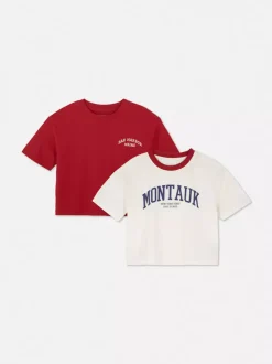 Dzieci Primark Topy I T-Shirty<T-shirty z krótkim rękawem i motywem USA, 2 szt.