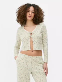 Primark Góry Od Piżamy<Ażurowa góra od piżamy z długim rękawem i nadrukiem