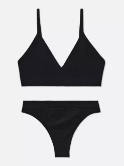 Damskie Primark Komplety Bielizny Damskiej<Bezszwowe stringi i trójkątne braletki, zestaw