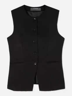 Primark Topy I T-Shirty<Czarna kamizelka o wydłużonym kroju