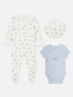 Primark Komplety I Gotowe Stroje|Kaftaniki I Śpioszki<3-częściowy komplet z motywem żaby dla noworodka