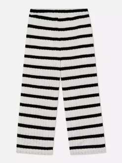 Dzieci Primark Spodnie I Legginsy<Dzianinowe spodnie w paski ze sznurkiem