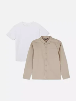 Dzieci Primark Koszule|Komplety I Gotowe Stroje<Funkcjonalna koszula z kołnierzykiem i T-shirt
