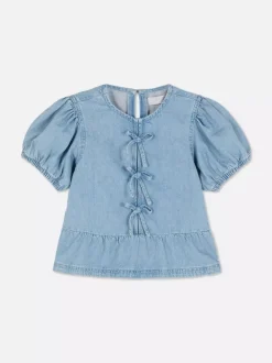 Dzieci Primark Topy I T-Shirty|Koszule I Bluzki<Jeansowa bluzka z bufiastym rękawem