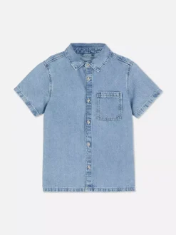 Dzieci Primark Koszule|Topy I T-Shirty<Jeansowa koszula na guziki z krótkim rękawem