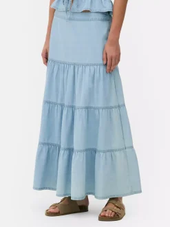 Primark Spódnice<Jeansowa warstwowa spódnica maxi