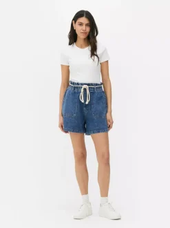 Primark Szorty<Jeansowe szorty bermudy ze sznurkowym wiązaniem