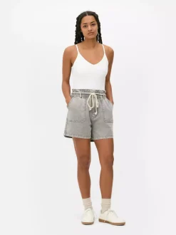 Primark Szorty<Jeansowe szorty bermudy ze sznurkowym wiązaniem