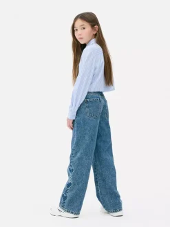 Dzieci Primark Jeansy<Jeansy z haftowanymi sercami