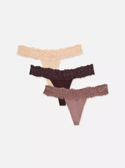 Damskie Primark Majtki Damskie<Koronkowe stringi typu bandeau, 3 pary