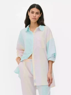 Primark Góry Od Piżamy<Koszula nocna typu boyfriend z tkaniny seersucker
