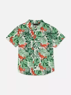 Dzieci Primark Koszule|Topy I T-Shirty<Koszula z krótkim rękawem w liście i dinozaury