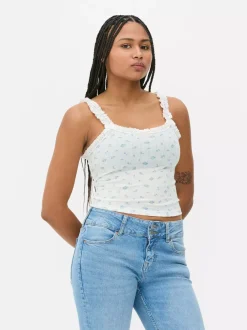 Primark Topy I T-Shirty<Koszulka na ramiączkach z ażurowym wzorem i falbanką