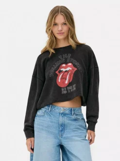 Primark Odzież Domowa I Na Siłownię|Bluzy<Krótka bluza z motywem zespołu The Rolling Stones