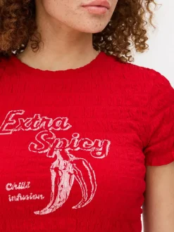 Primark Topy I T-Shirty<Krótka koszulka z nadrukiem i marszczeniami