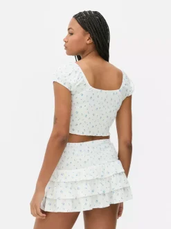 Primark Topy I T-Shirty<Krótki top z nadrukiem i marszczeniami od zestawu