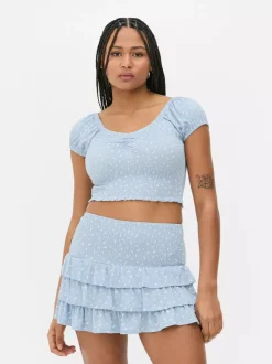 Primark Topy I T-Shirty<Krótki top z nadrukiem i marszczeniami od zestawu