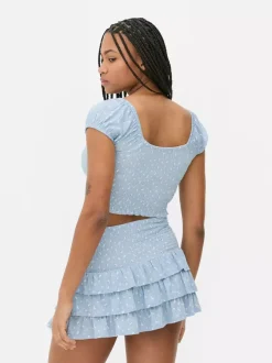 Primark Topy I T-Shirty<Krótki top z nadrukiem i marszczeniami od zestawu