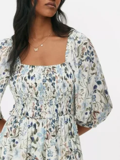 Primark Sukienki<Marszczona sukienka midi z bufiastymi rękawami