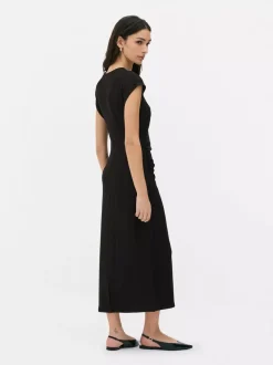 Primark Sukienki<Marszczona sukienka midi z prążkowanej dzianiny