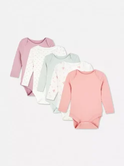 Primark Body I Koszulki Bez Rękawów<Pajacyki na długi rękaw z różnymi wzorami, 5 szt.