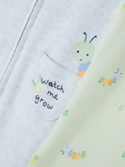 Primark Body I Koszulki Bez Rękawów|Body I Koszulki Bez Rękawów<Pajacyki z suwakiem i napisem Watch Me Grow, 2 szt.