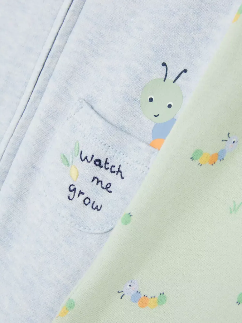 Primark Body I Koszulki Bez Rękawów|Body I Koszulki Bez Rękawów<Pajacyki z suwakiem i napisem Watch Me Grow, 2 szt.