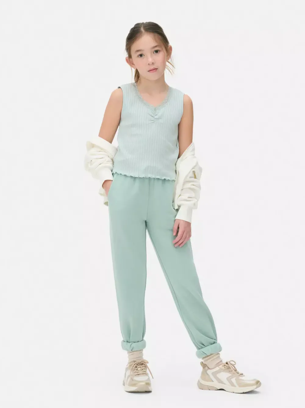 Dzieci Primark Topy I T-Shirty<Prążkowana koszulka bez rękawów wykończona koronką