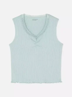 Dzieci Primark Topy I T-Shirty<Prążkowana koszulka bez rękawów wykończona koronką