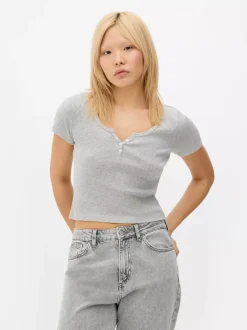 Primark Topy I T-Shirty<Prążkowany T-shirt typu henley