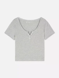 Primark Topy I T-Shirty<Prążkowany T-shirt typu henley