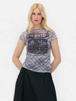 Primark Topy I T-Shirty<Siateczkowy T-shirt z motywem Sex Pistols