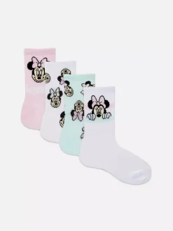 Dzieci Primark Skarpety I Rajstopy<Skarpety za kostkę z motywem Myszki Minnie Disneya, 4 pary