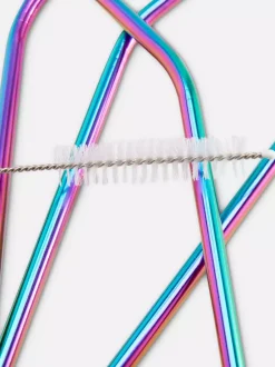 Primark Zastawa Stołowa<Słomki ze stali nierdzewnej z motywem tęczy, 4 szt.
