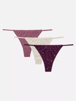 Damskie Primark Majtki Damskie<Stringi z muszelkowym wykończeniem, 3 szt.
