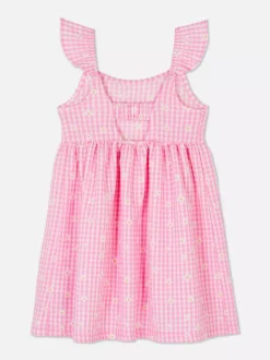 Dzieci Primark Sukienki<Sukienka z falbanką w kratkę vichy z motywem kwiatów
