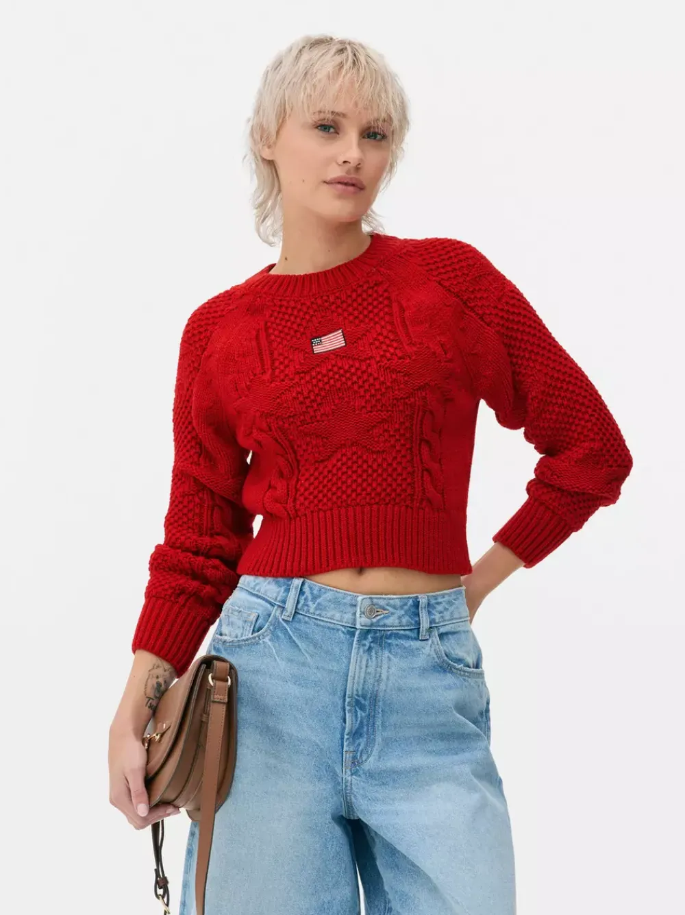 Primark Swetry I Kardigany<Sweter o splocie warkoczowym z amerykańską flagą